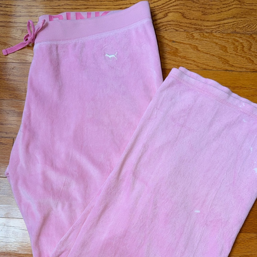 VS Vintage Pink Velour Lounge Pants, Size Large